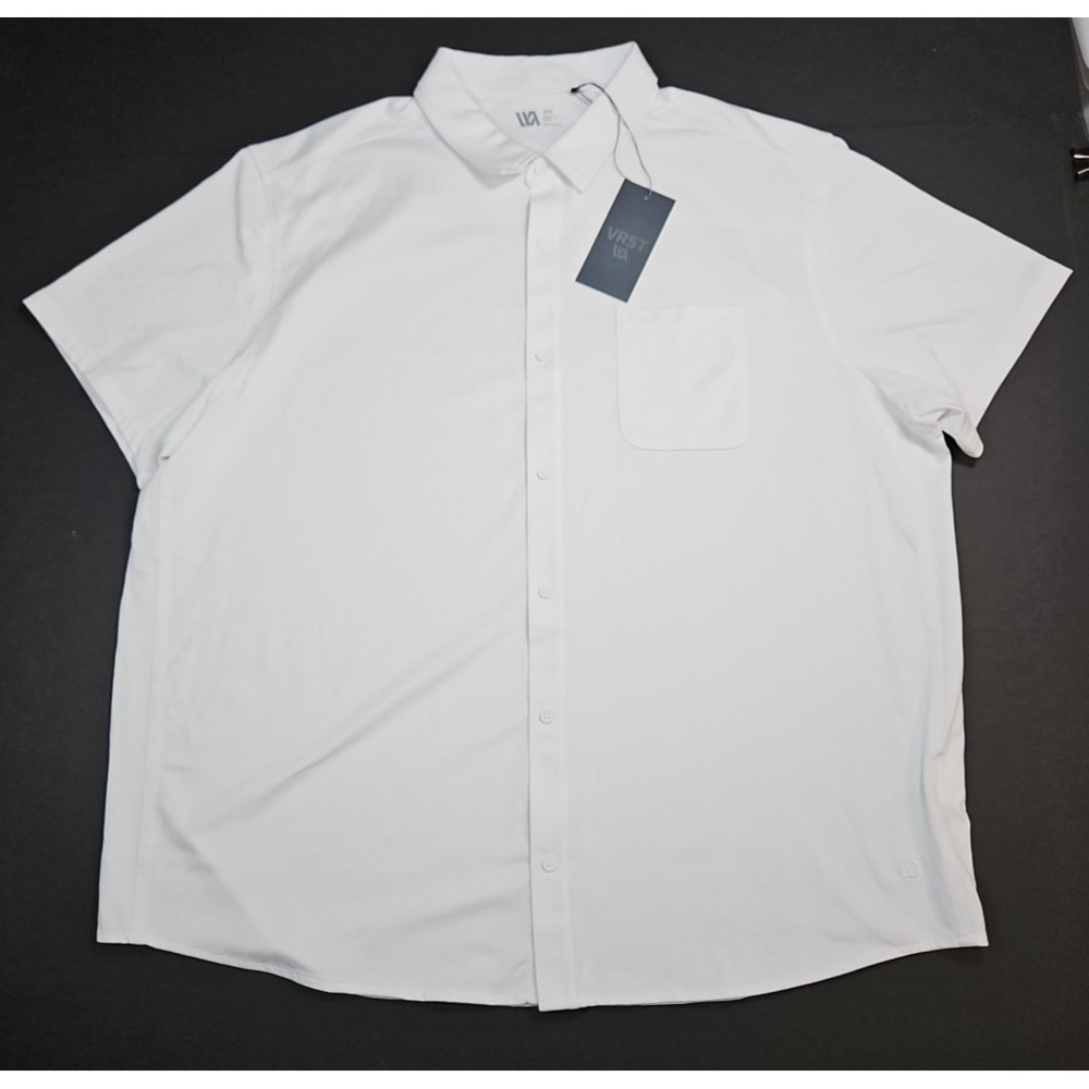 VRST Mens White Performance Button Up Short Sleeve Shirt Size XXL NWT